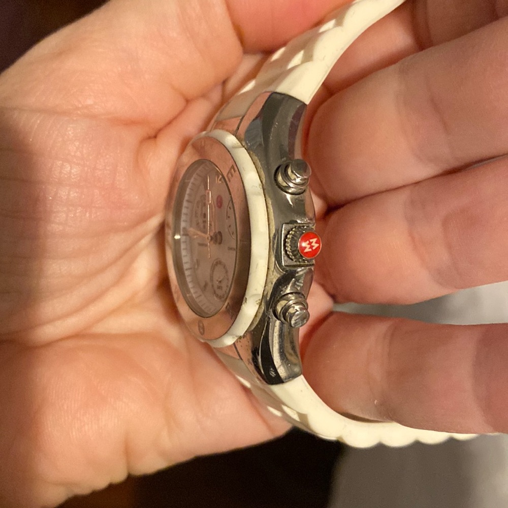 Michelle white and silver jelly watch
